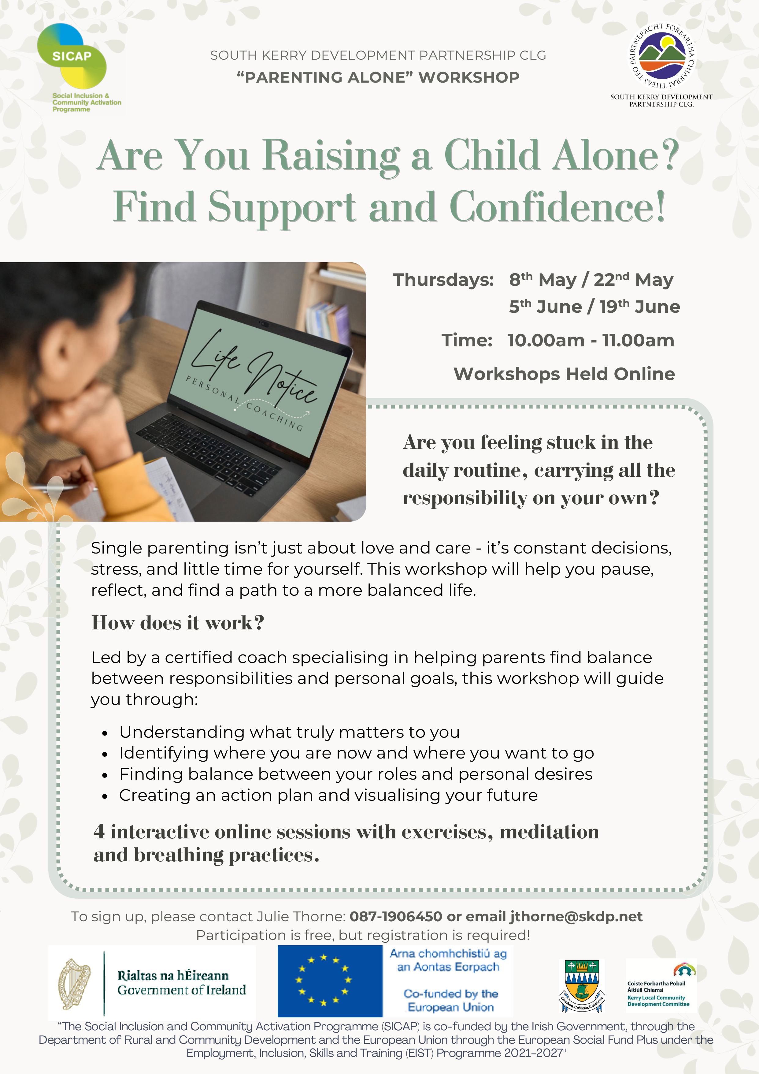 Parenting Alone Workshops Summer 2025